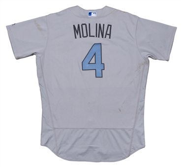 2017 Yadier Molina Game Used St. Louis Cardinals Fathers Day Alternate Road Jersey Photo Matched To 6/18/17 For Career Home Run #116 (MLB Authenticated & Resolution Photomatching)